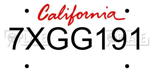 7XGG191 California License Plate