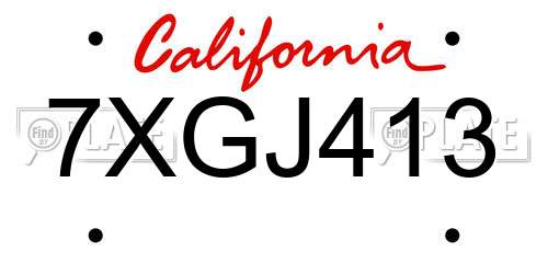 7XGJ413 California License Plate