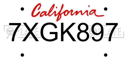 7XGK897 California License Plate