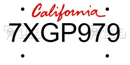 7XGP979 California License Plate