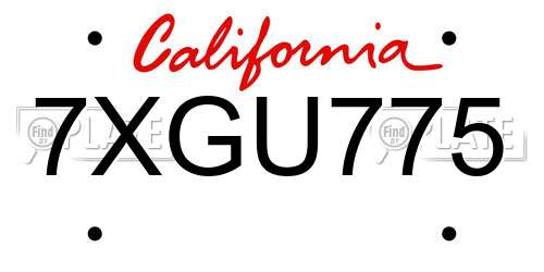 7XGU775 California License Plate