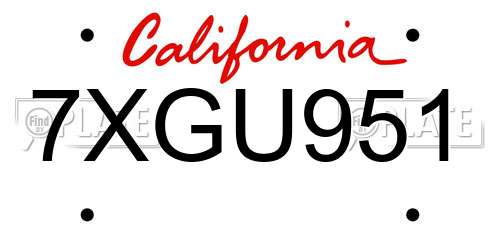 7XGU951 California License Plate