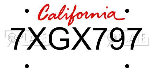 7XGX797 California License Plate