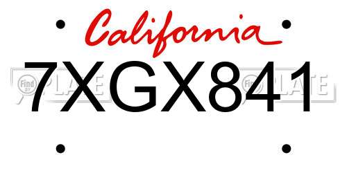 7XGX841 California License Plate