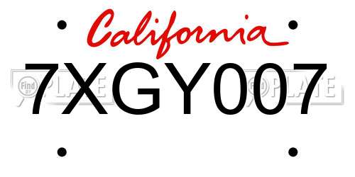 7XGY007 California License Plate