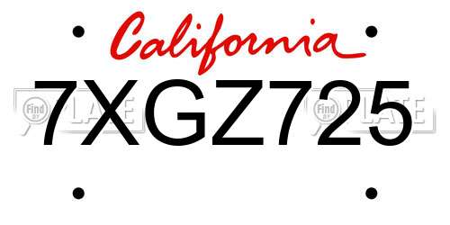 7XGZ725 California License Plate