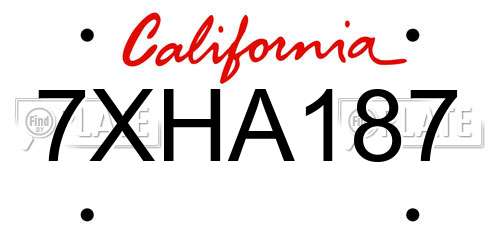 7XHA187 California License Plate