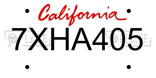 7XHA405 California License Plate