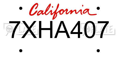 7XHA407 California License Plate