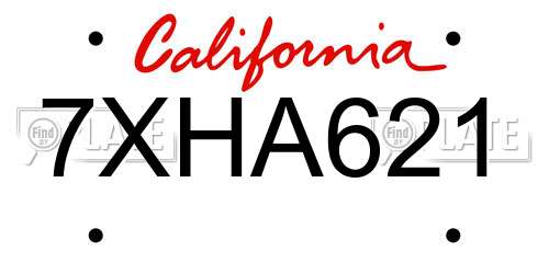 7XHA621 California License Plate