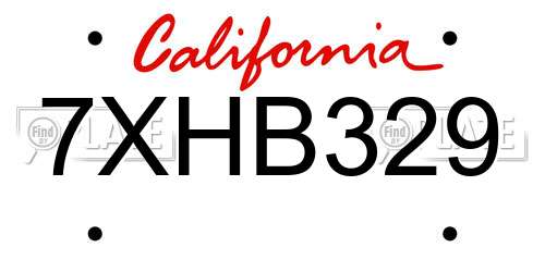 7XHB329 California License Plate