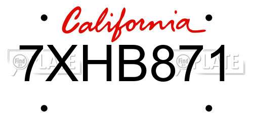 7XHB871 California License Plate