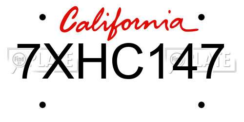 7XHC147 California License Plate