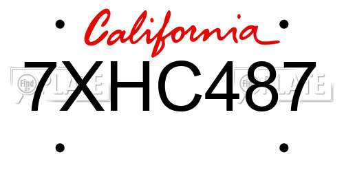 7XHC487 California License Plate
