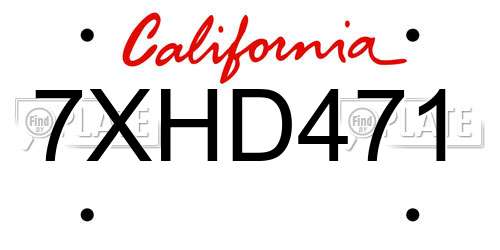 7XHD471 California License Plate