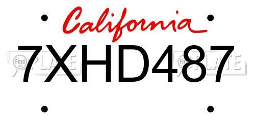 7XHD487 California License Plate