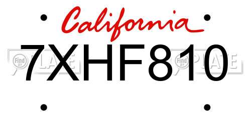 7XHF810 California License Plate