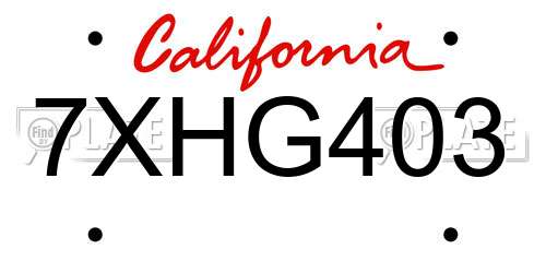 7XHG403 California License Plate
