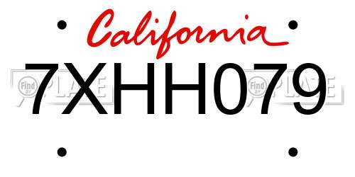 7XHH079 California License Plate
