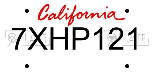 7XHP121 California License Plate