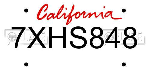 7XHS848 California License Plate