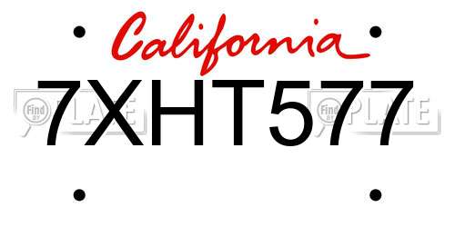 7XHT577 California License Plate