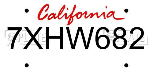 7XHW682 California License Plate