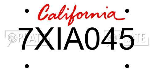 7XIA045 California License Plate