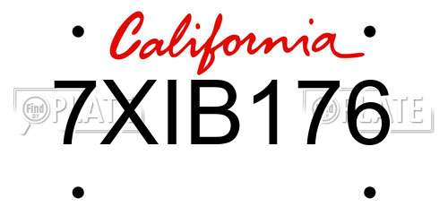 7XIB176 California License Plate