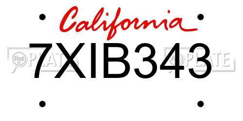 7XIB343 California License Plate