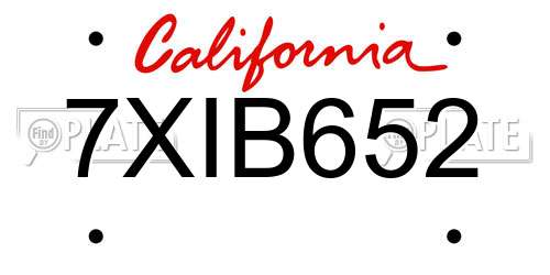 7XIB652 California License Plate