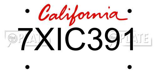 7XIC391 California License Plate