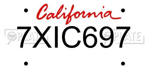 7XIC697 California License Plate