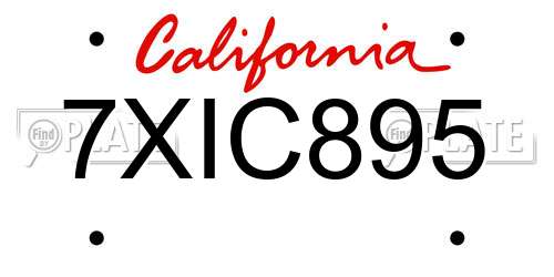 7XIC895 California License Plate