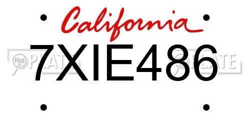 7XIE486 California License Plate