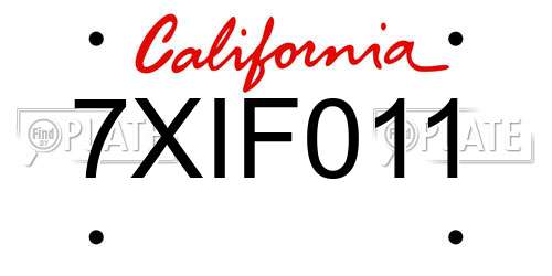 7XIF011 California License Plate