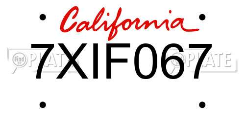 7XIF067 California License Plate