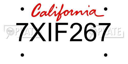 7XIF267 California License Plate