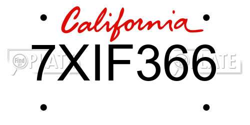 7XIF366 California License Plate