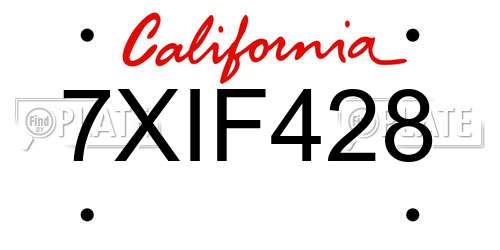 7XIF428 California License Plate