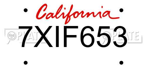 7XIF653 California License Plate
