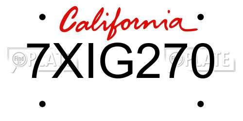 7XIG270 California License Plate