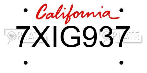 7XIG937 California License Plate