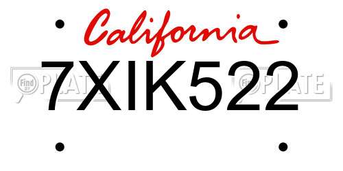 7XIK522 California License Plate