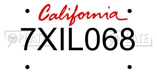 7XIL068 California License Plate