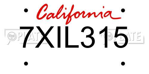 7XIL315 California License Plate