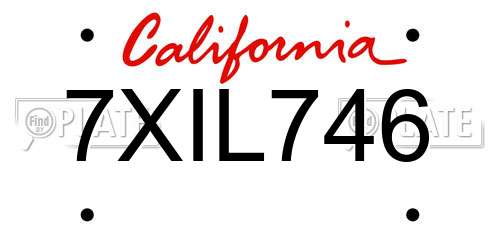 7XIL746 California License Plate