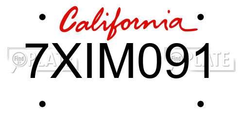 7XIM091 California License Plate
