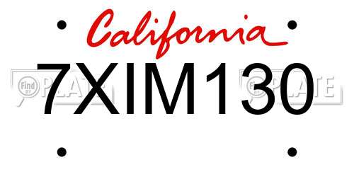 7XIM130 California License Plate