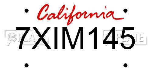 7XIM145 California License Plate
